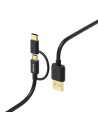 Laad/Synchrokabel 2 in 1 USB type-C - micro USB 1m zwart