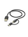 Laad/Synchrokabel 2 in 1 USB type-C - micro USB 1m zwart
