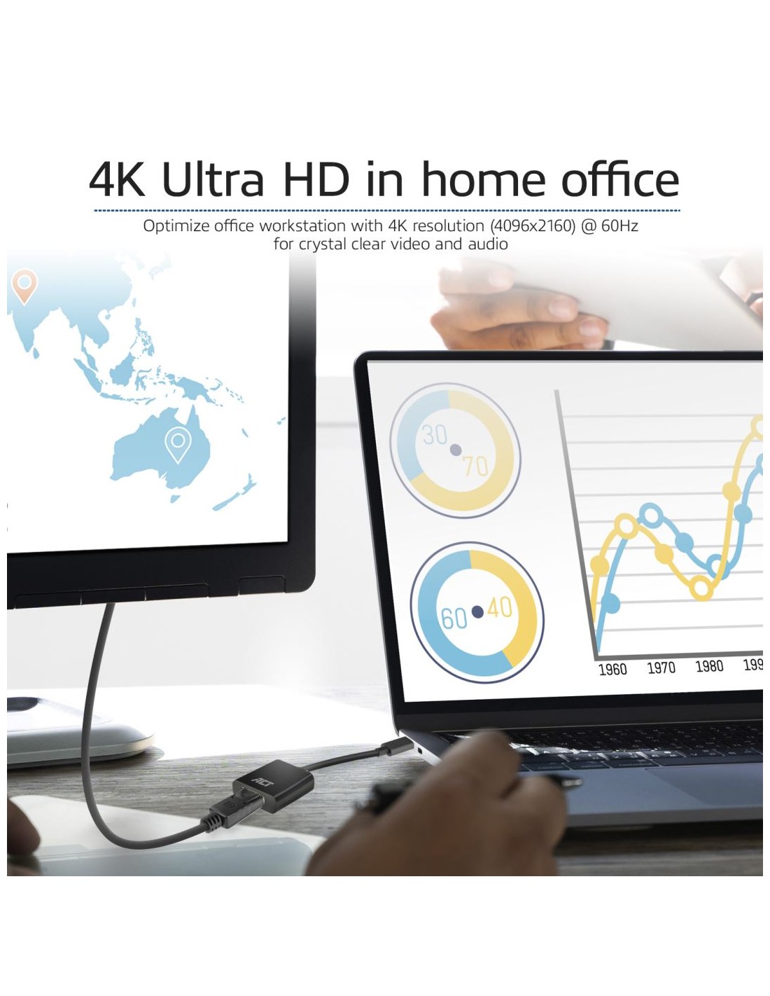 ACT AC7320 | USB-C naar DisplayPort Adapter | 0,15 m | Zwart