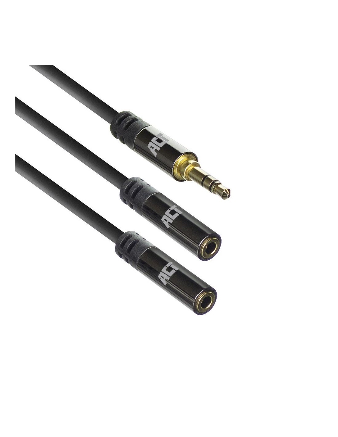 ACT AC3620 | 3.5mm Splitterkabel | 0,15 Meter | 1x Male naar 2x Female | Zwart