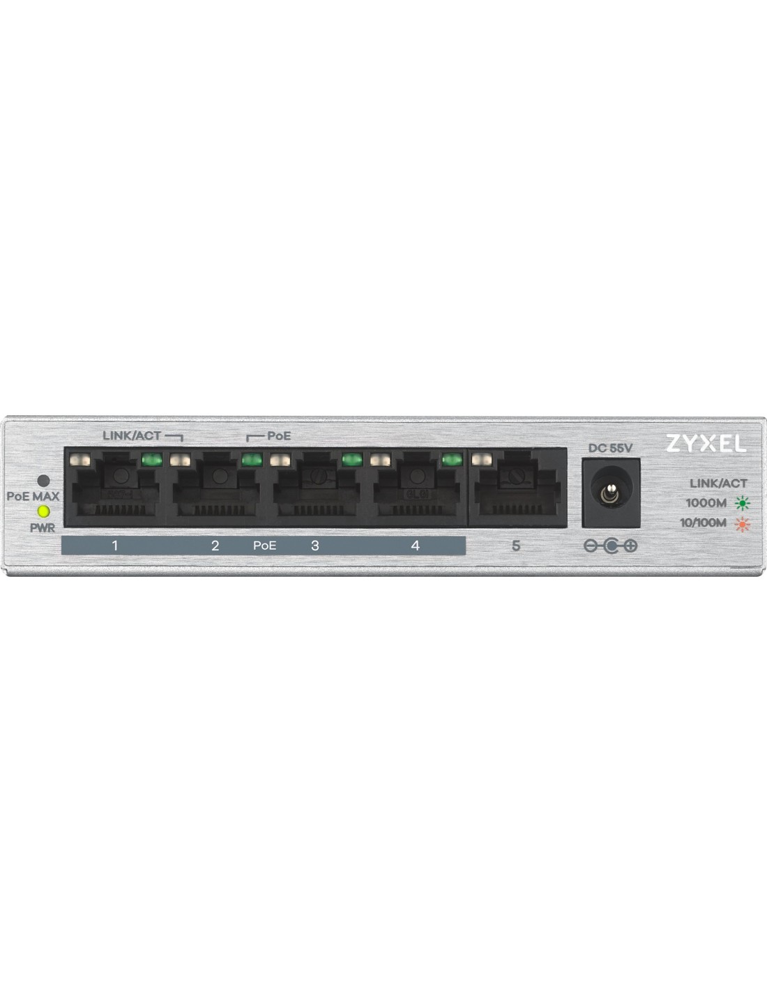 Zyxel GS1005HP | Unmanaged Switch | 5 Poorten | Gigabit Ethernet | PoE | Zilver