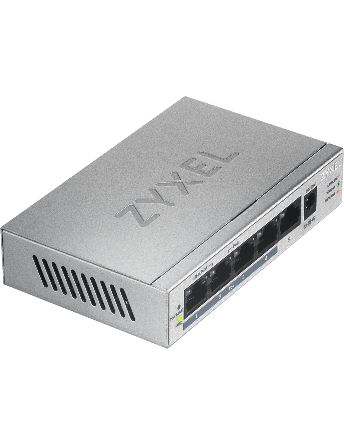 Zyxel GS1005HP | Unmanaged Switch | 5 Poorten | Gigabit Ethernet | PoE | Zilver