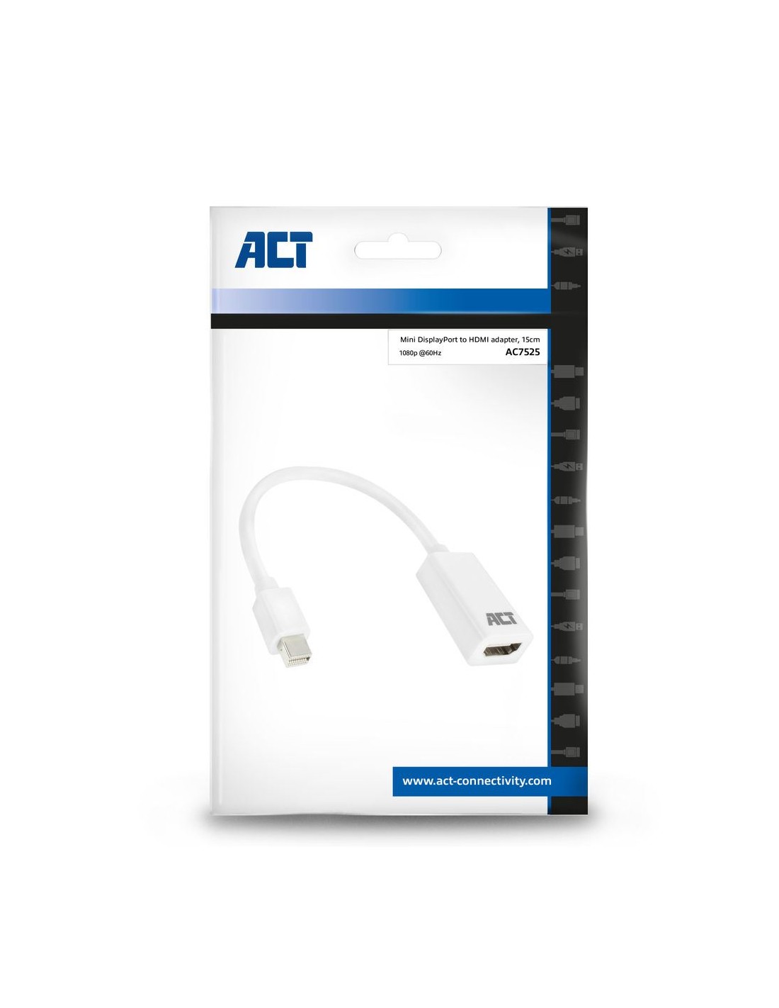 ACT AC7525 | Mini DisplayPort naar HDMI Adapter | 0,15 m | Wit
