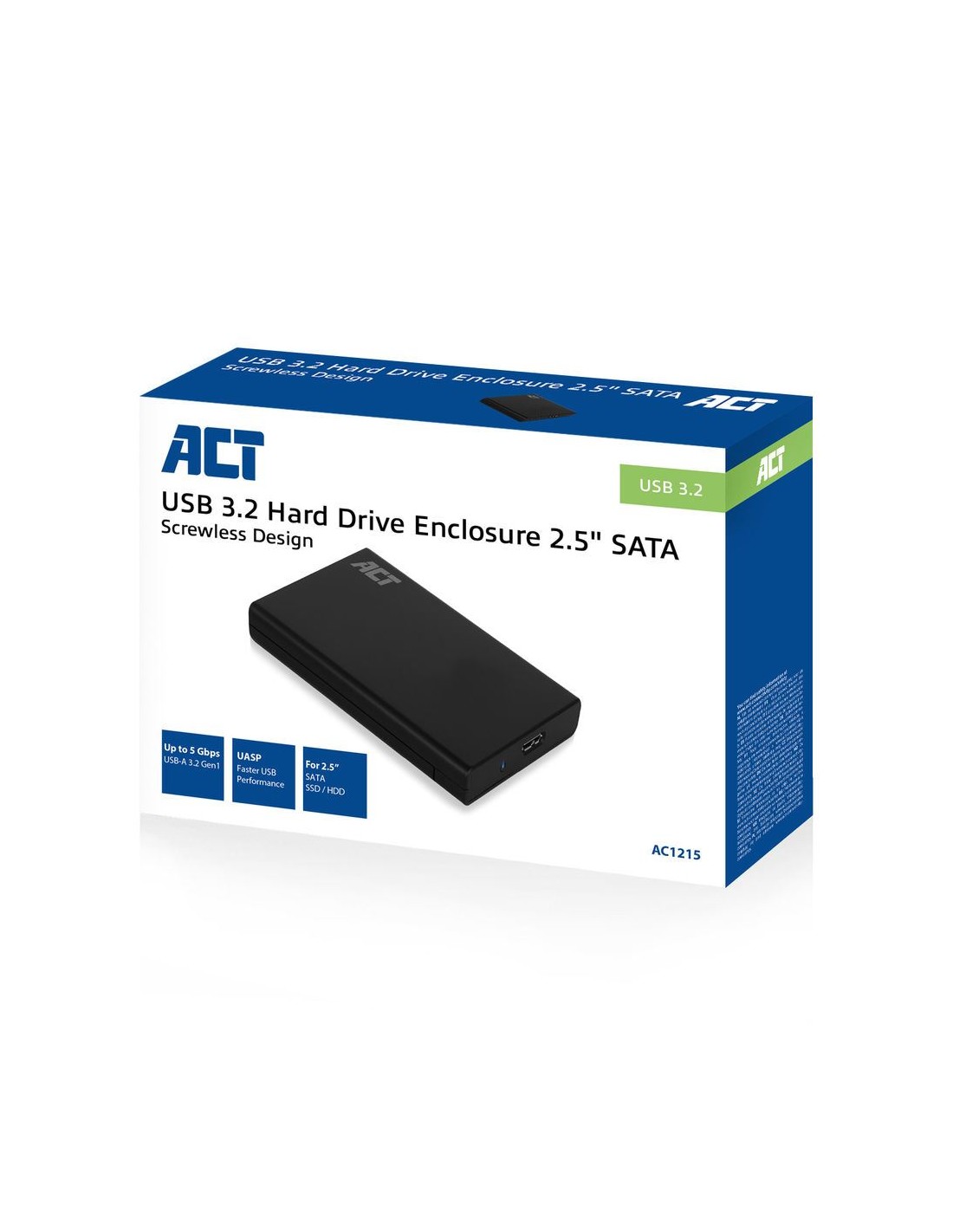 ACT AC1215 | 2,5" SATA HDD/SSD Behuizing | USB 3.2 Gen1 (5 Gbps)