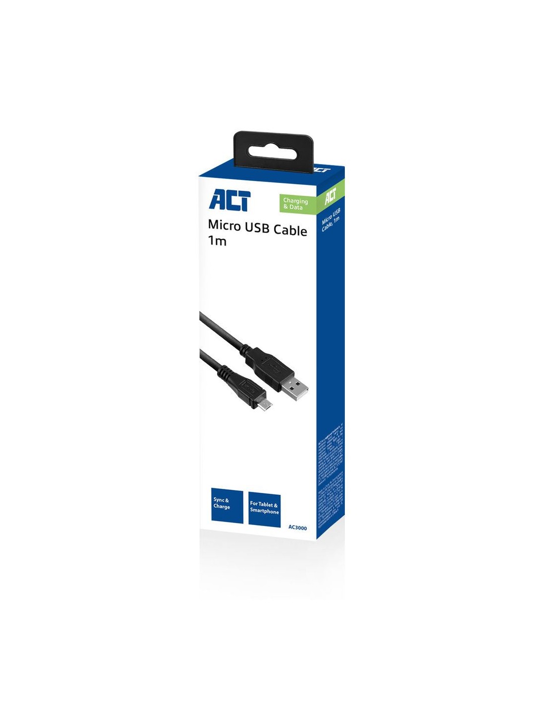 ACT AC3000 | USB 2.0 | USB-A naar Micro-USB-B | 1m | Zwart