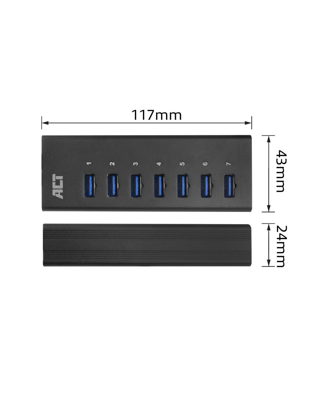 ACT AC6315 interface hub USB 3.2 Gen 1 (3.1 Gen 1) Type-A 5000 Mbit/s Zwart