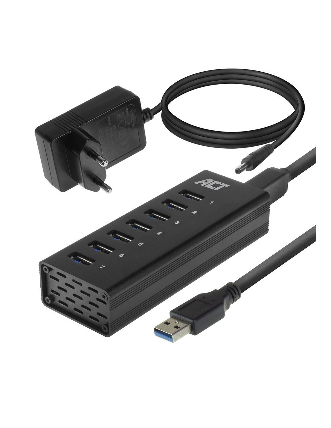 ACT AC6315 interface hub USB 3.2 Gen 1 (3.1 Gen 1) Type-A 5000 Mbit/s Zwart