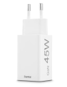 Hama Snellader, 1x USB-C PD, 1x USB-A QC, mini-oplader, 45 W, wit Adapter