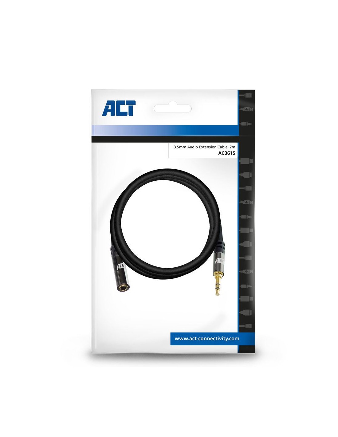 ACT AC3615 | 3.5mm Audiokabel | 2 Meter | Stereo Jack naar Jack | Zwart