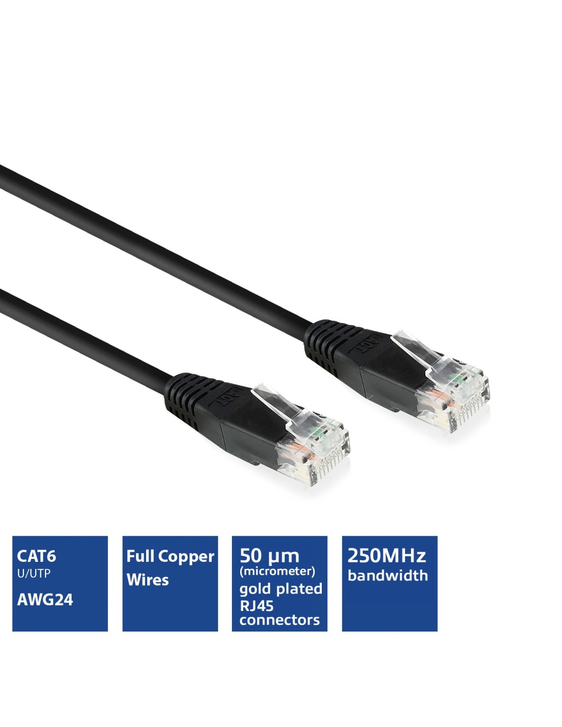 ACT netwerkkabel | Cat6 | U UTP (UTP) | 0,9 m | Zwart | AC4000