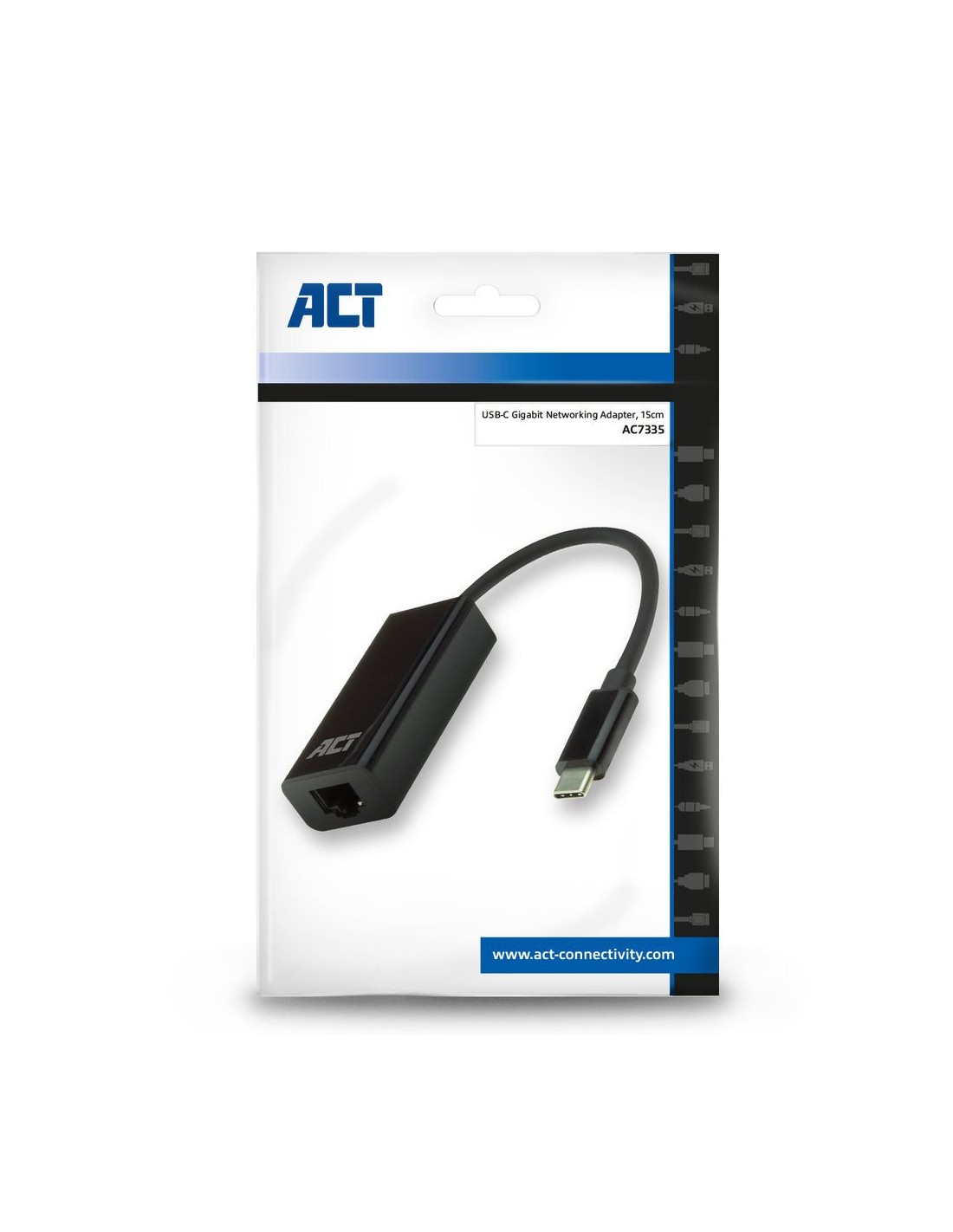 ACT AC7335 | USB-C naar Gigabit Ethernet Adapter | 10/100/1000 Mbps | Plug & Play