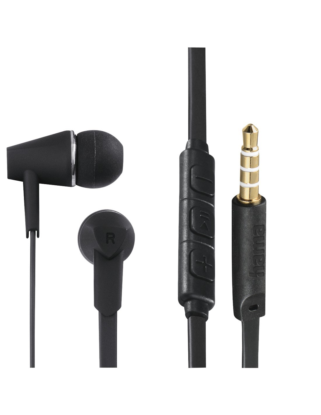 Oordopjes Joy, in-ear, microfoon, platte kabel, zwart