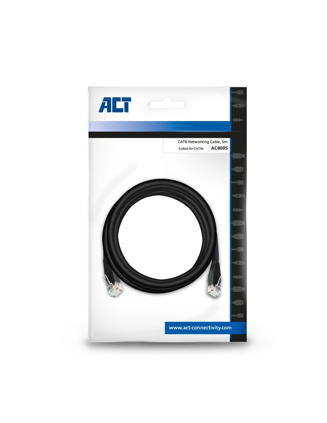 ACT netwerkkabel | Cat6 | U UTP (UTP) | 5 m | Zwart | AC4005