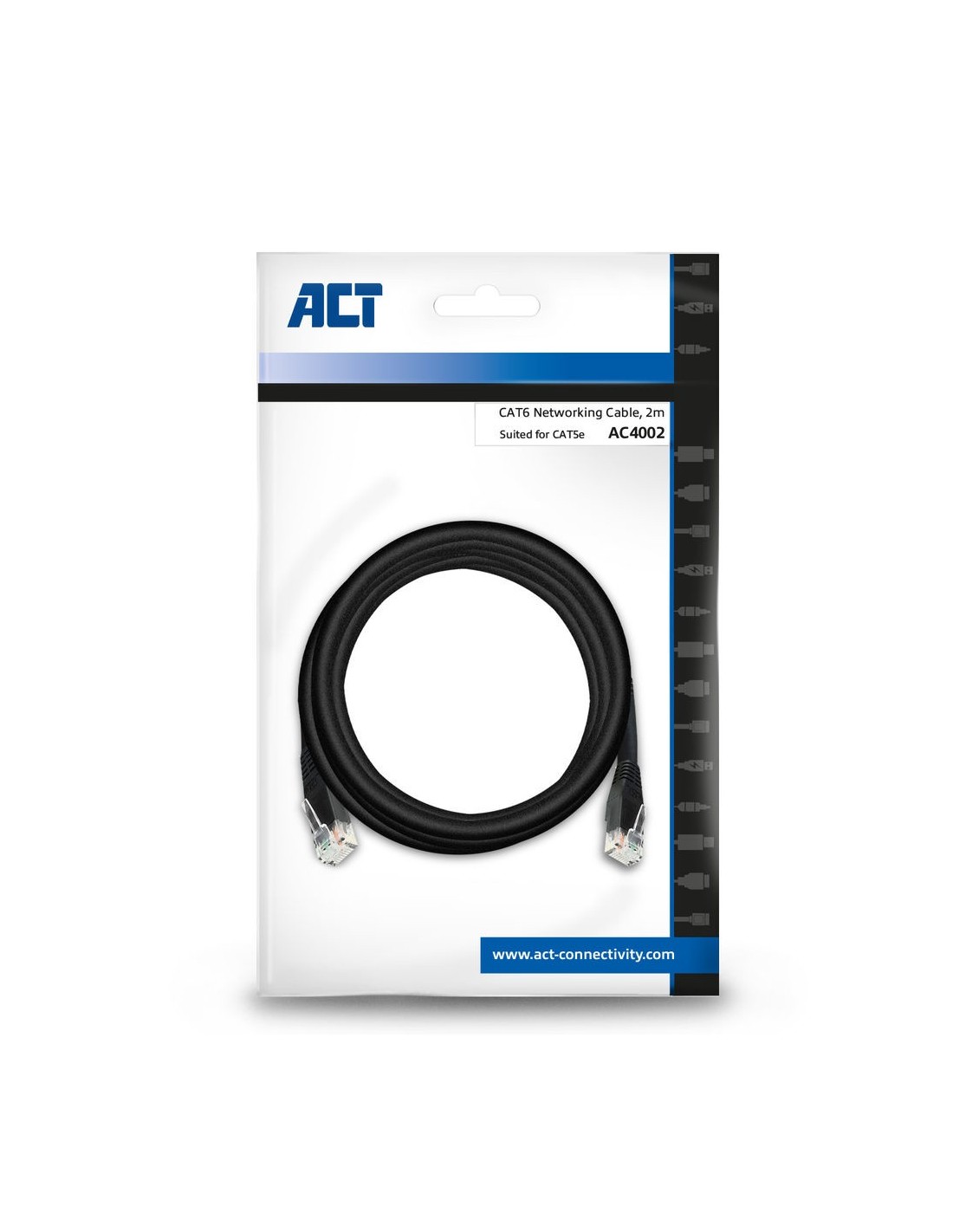 ACT netwerkkabel | Cat6 | U UTP (UTP) | 2 m | Zwart | AC4002