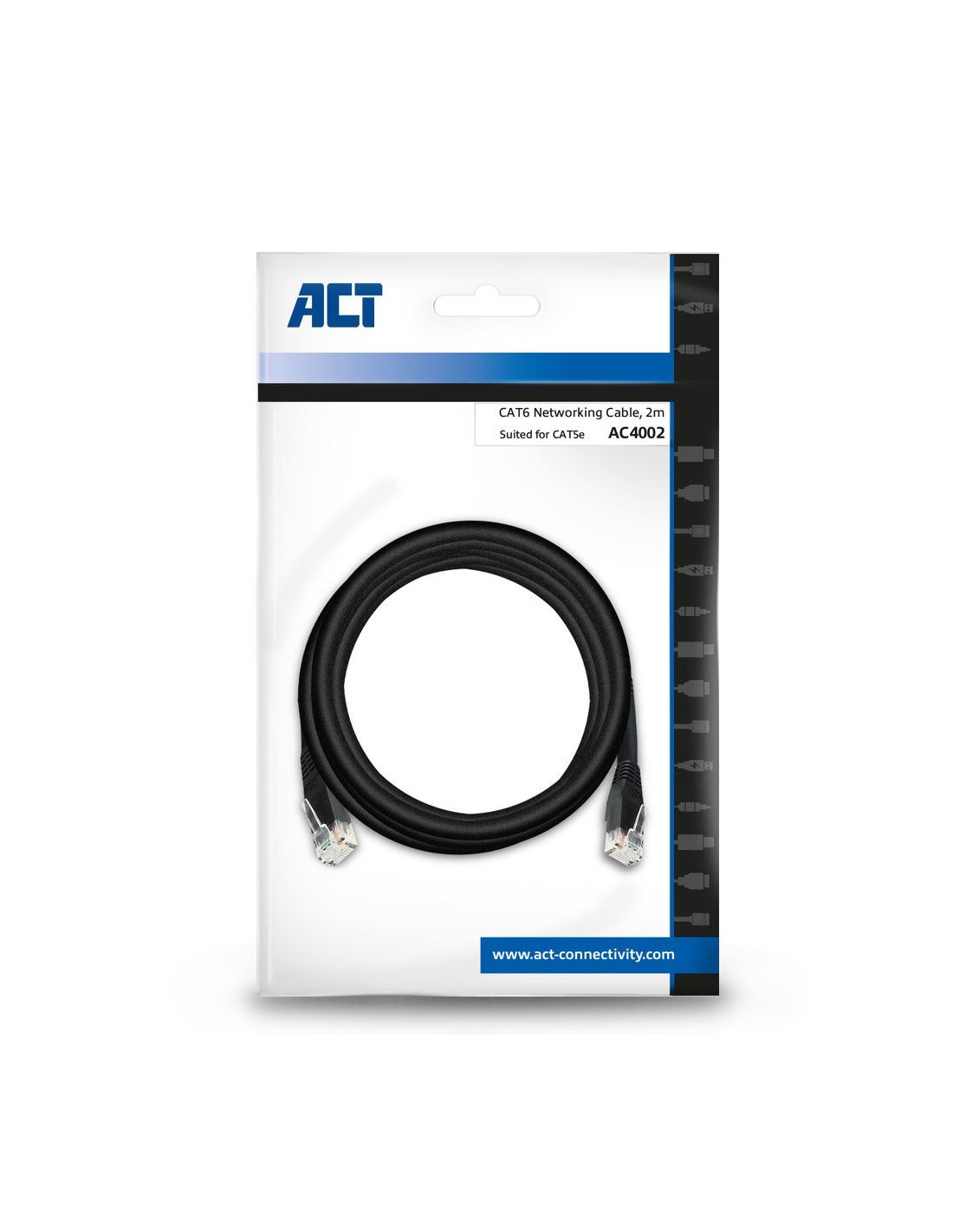 ACT netwerkkabel | Cat6 | U/UTP (UTP) | 2 m | Zwart | AC4002