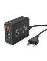 Oplaadstation, 51 watt, 5-voudig (1xQC3.0, 3xUSB-A, 1xUSB-C PD), zwart