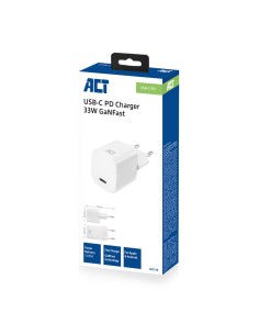 USB-C Charger Mini 110-240V 1 port GaNFast 33W white iPhone 12 13 2