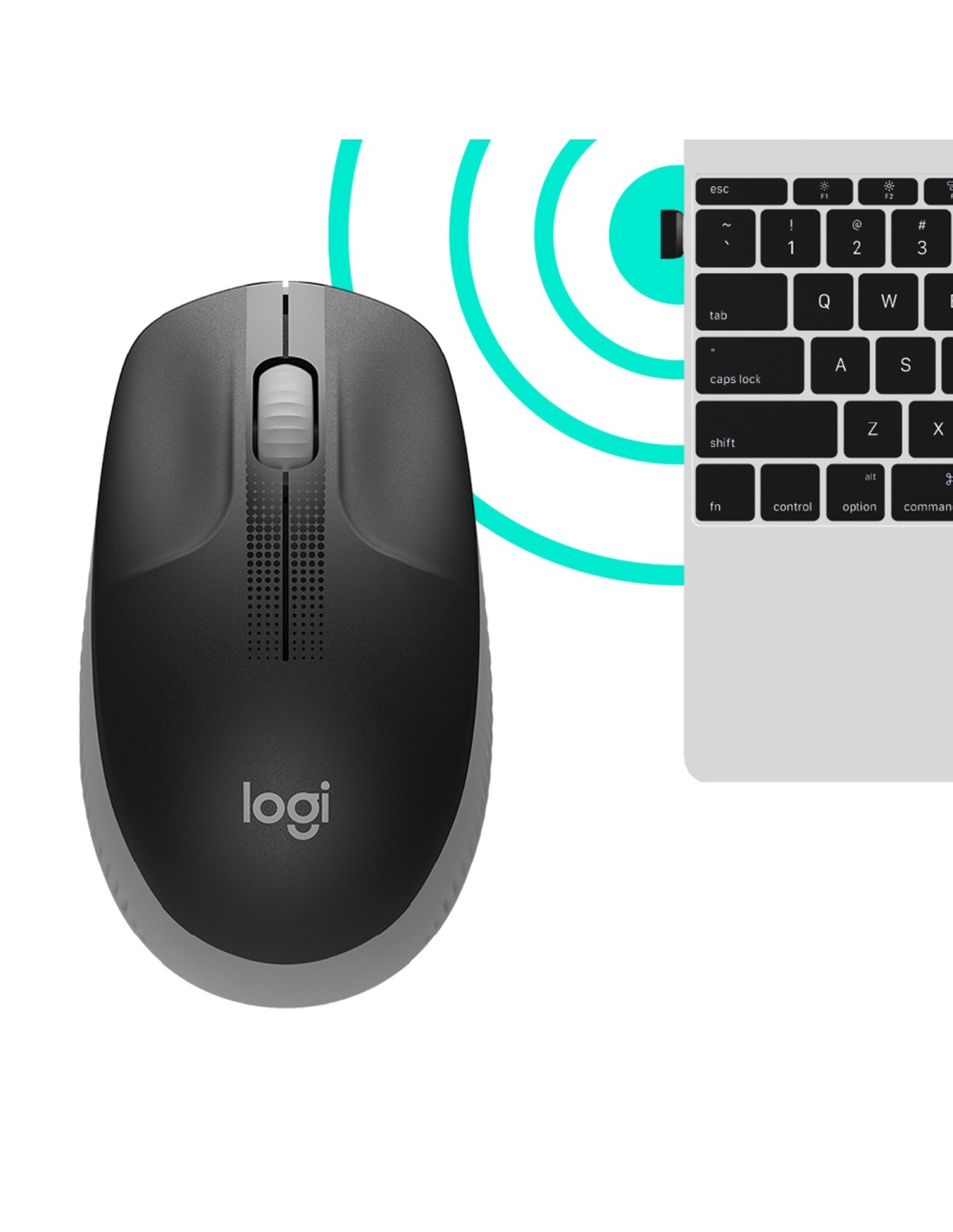 M190 Full-size wireless mouse - MID GREY - EMEA