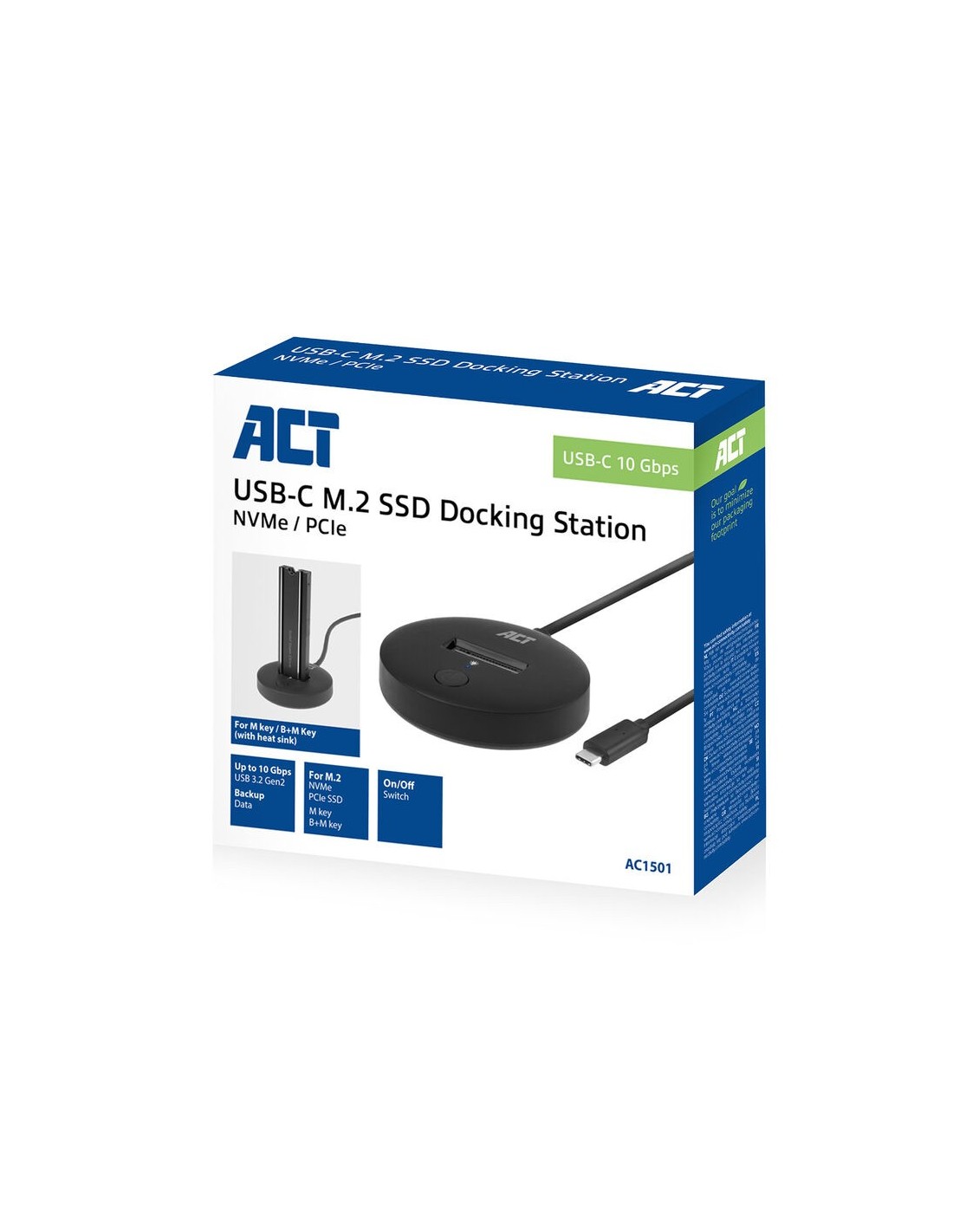 ACT AC1501 | M.2 NVMe PCIe SSD Docking Station | USB-C 3.2 Gen2 (10 Gbps)