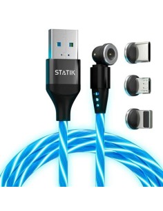 Statik GloBright 360 universal magnetic cable with always on led blauw licht 2 mtr Kabel