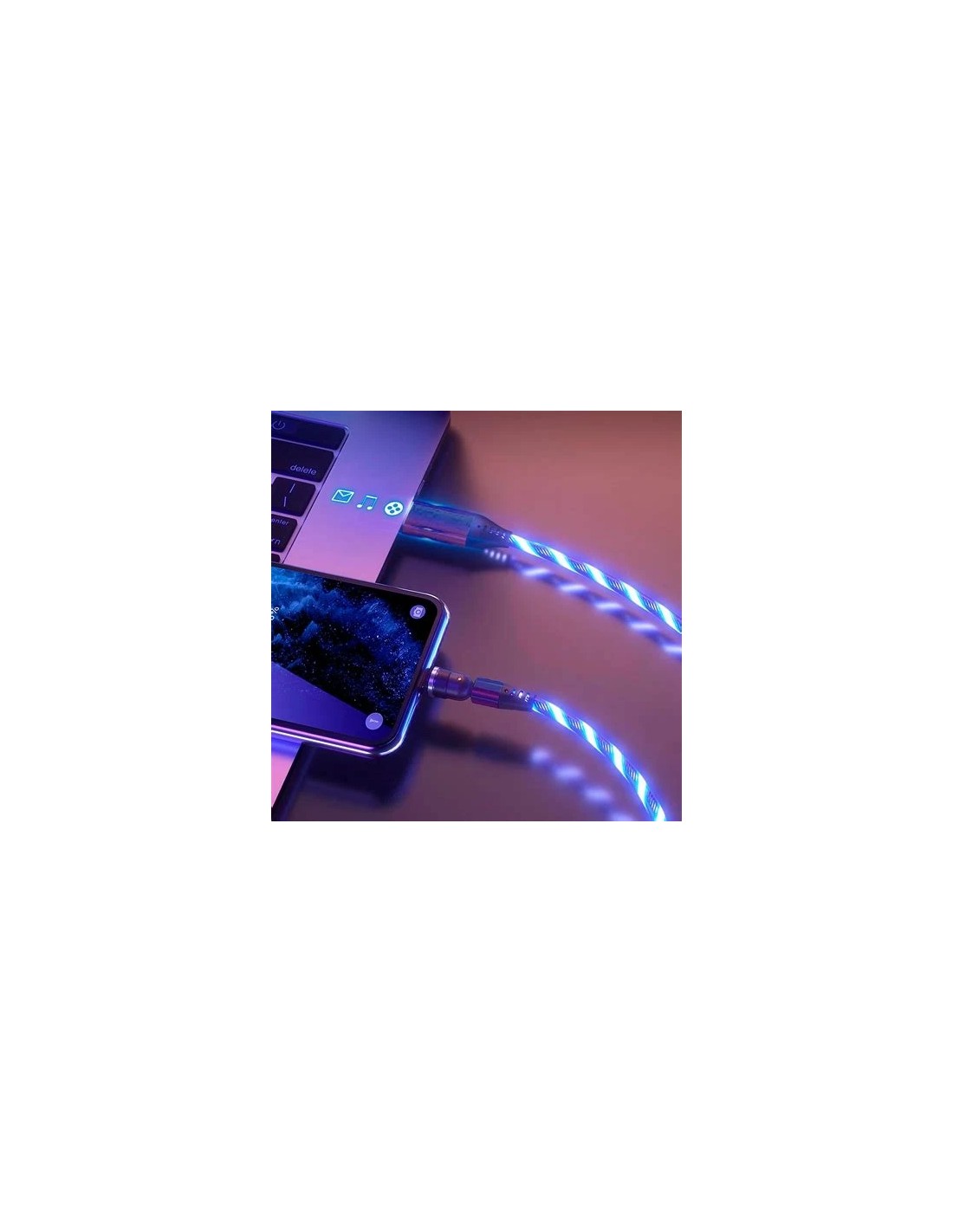 Statik GloBright 360 universal magnetic cable with always on led blauw licht 2 mtr Kabel