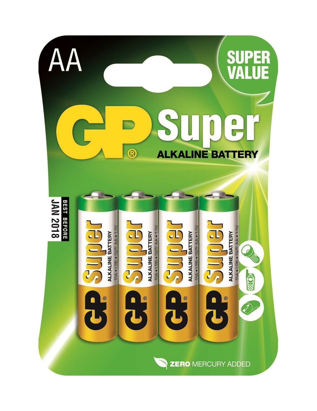 Alkaline Batterij AA 1.5 V Super 4-Blister