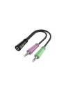 Audio-adapter, 2x 3-pol. 3,5-mm-jack-stekker - 4-pol. 3,5-mm-jack-headset