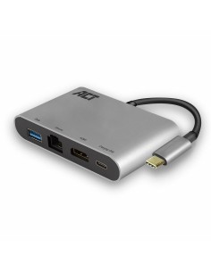 ACT AC7040 | USB-C naar HDMI multiport adapter | Met ethernet | Zilver