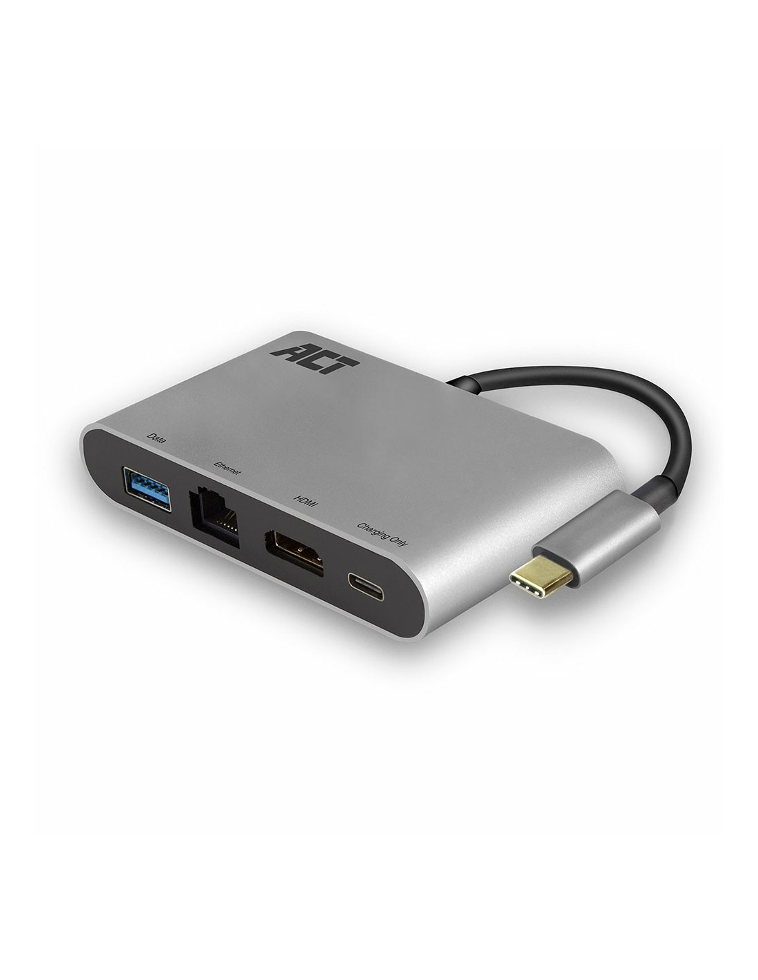 ACT AC7040 | USB-C naar HDMI multiport adapter | Met ethernet | Zilver