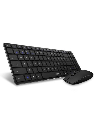 Rapoo 9300M toetsenbord Inclusief muis RF-draadloos + Bluetooth Zwart