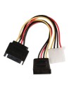 Interne Stroomkabel Molex Male - 2x SATA 15-Pins Female 0.15 m