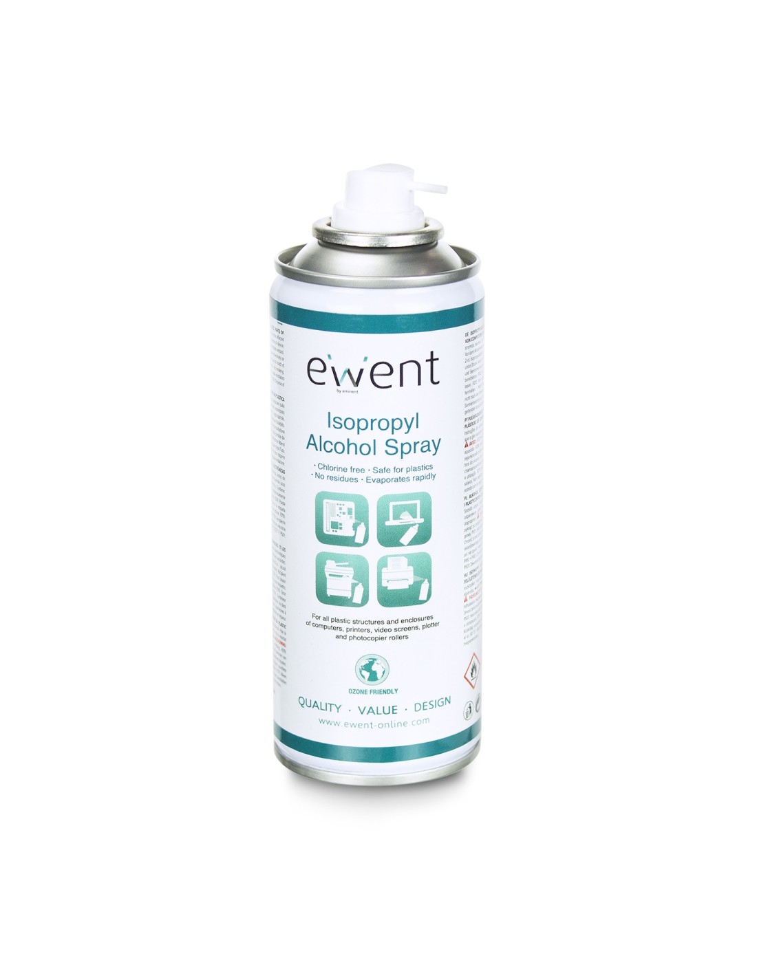 Ewent EW5613 computerreinigingskit Printer Spray voor apparatuurreiniging 200 ml