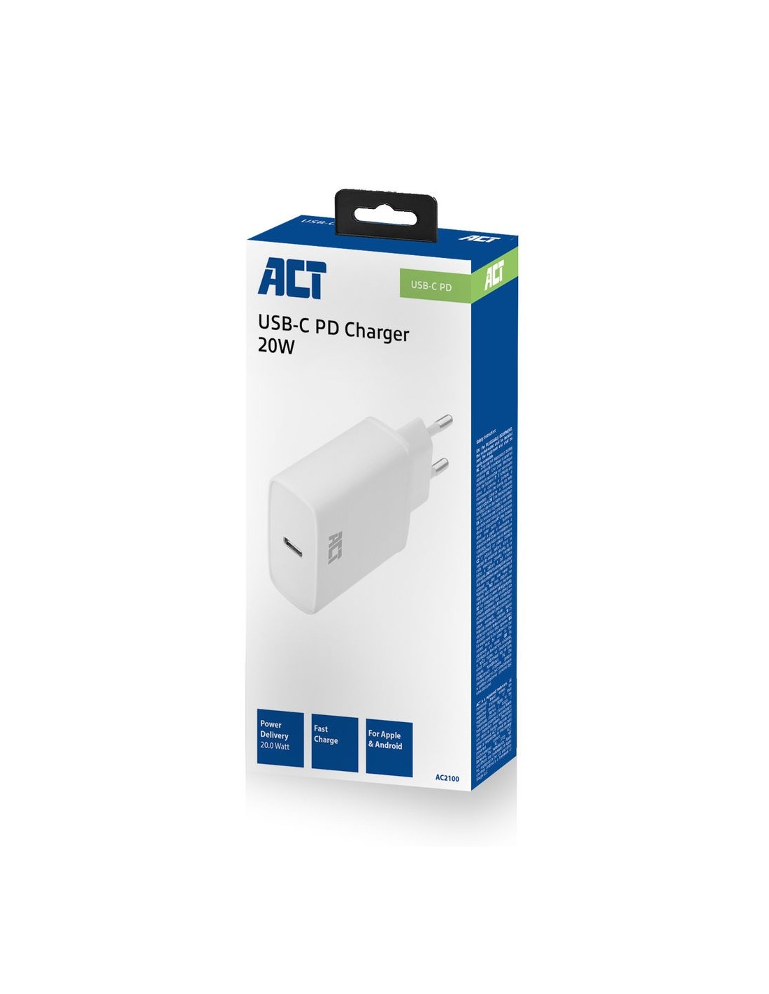 ACT Compacte USB-C Lader 20W voor snel opladen