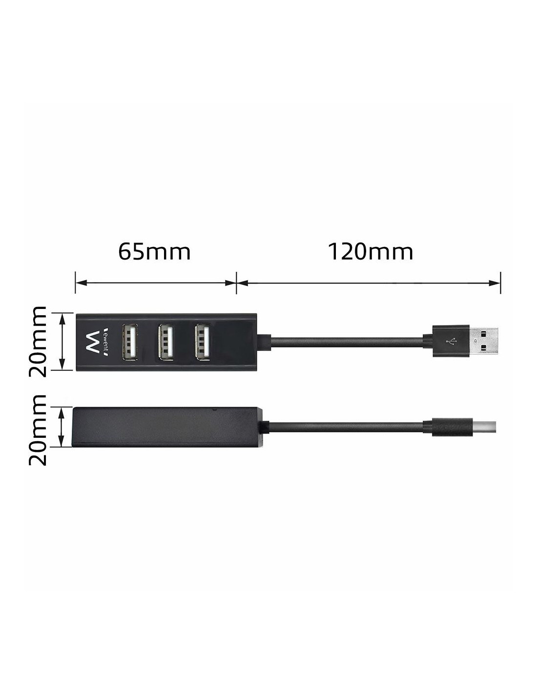 Ewent EW1123 interface hub 480 Mbit/s Zwart