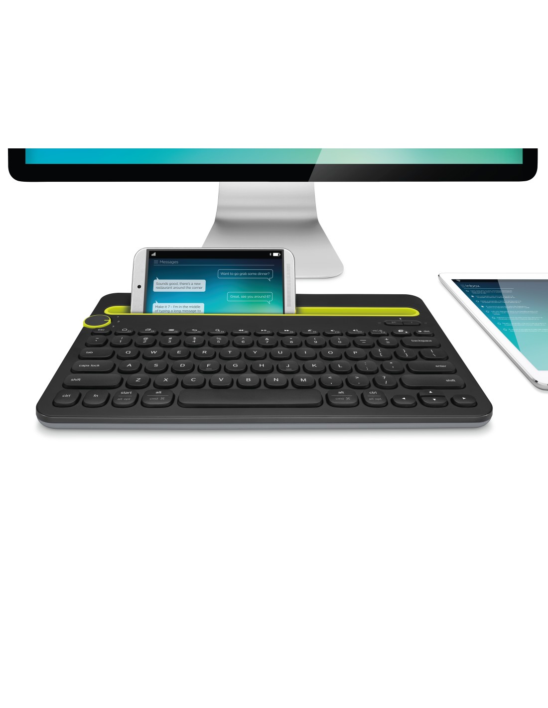 Logitech Bluetooth® Multi-Device Keyboard K480 toetsenbord Universeel QWERTY US International Zwart, Limoen