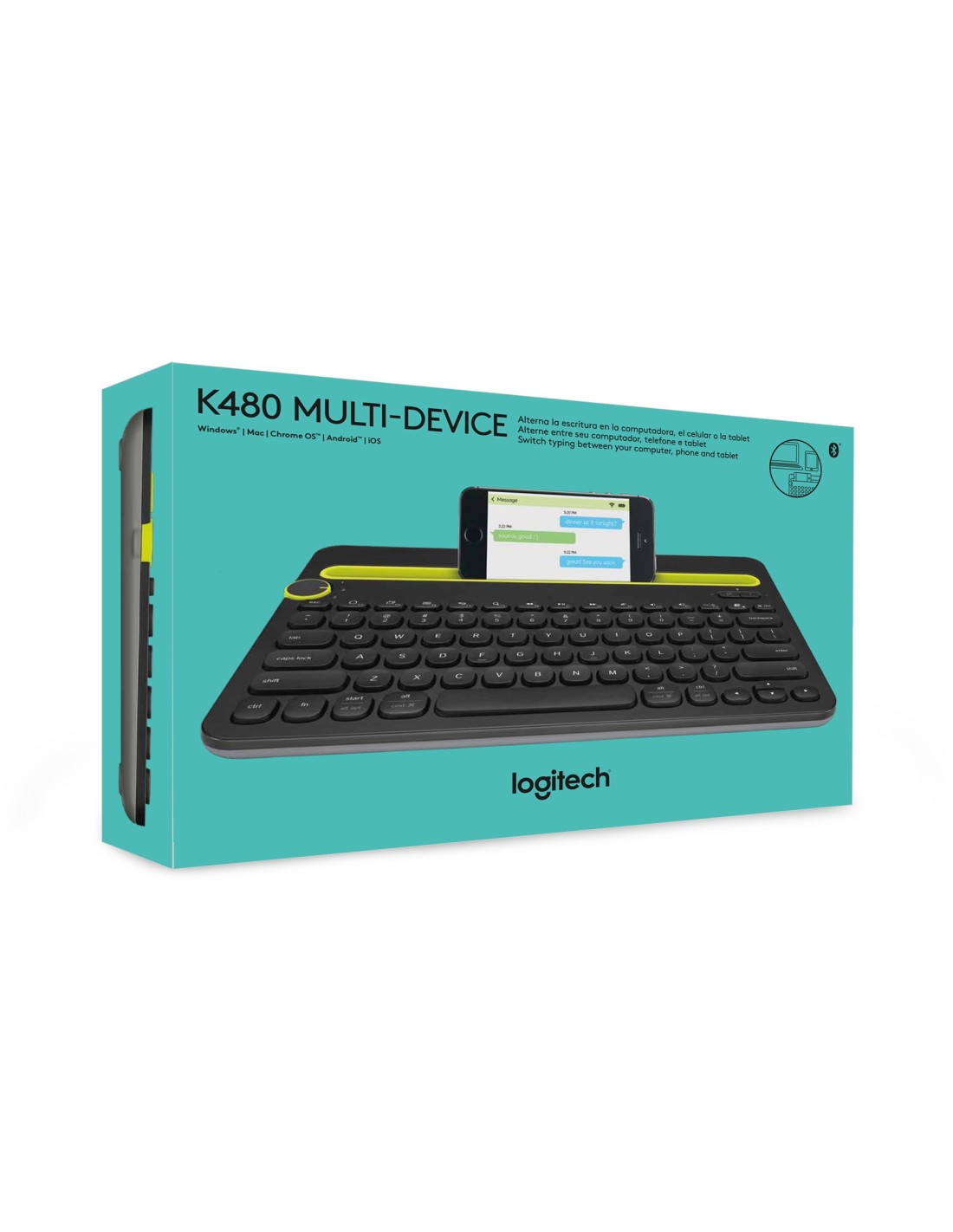 Logitech Bluetooth® Multi-Device Keyboard K480 toetsenbord Universeel QWERTY US International Zwart, Limoen