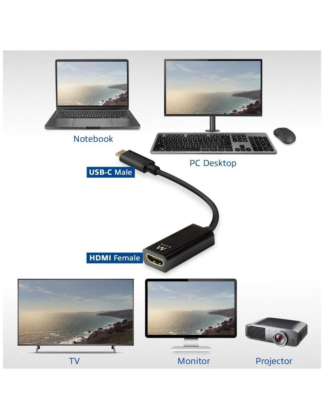 EWENT Converter Type-C - HDMI femal 0.15