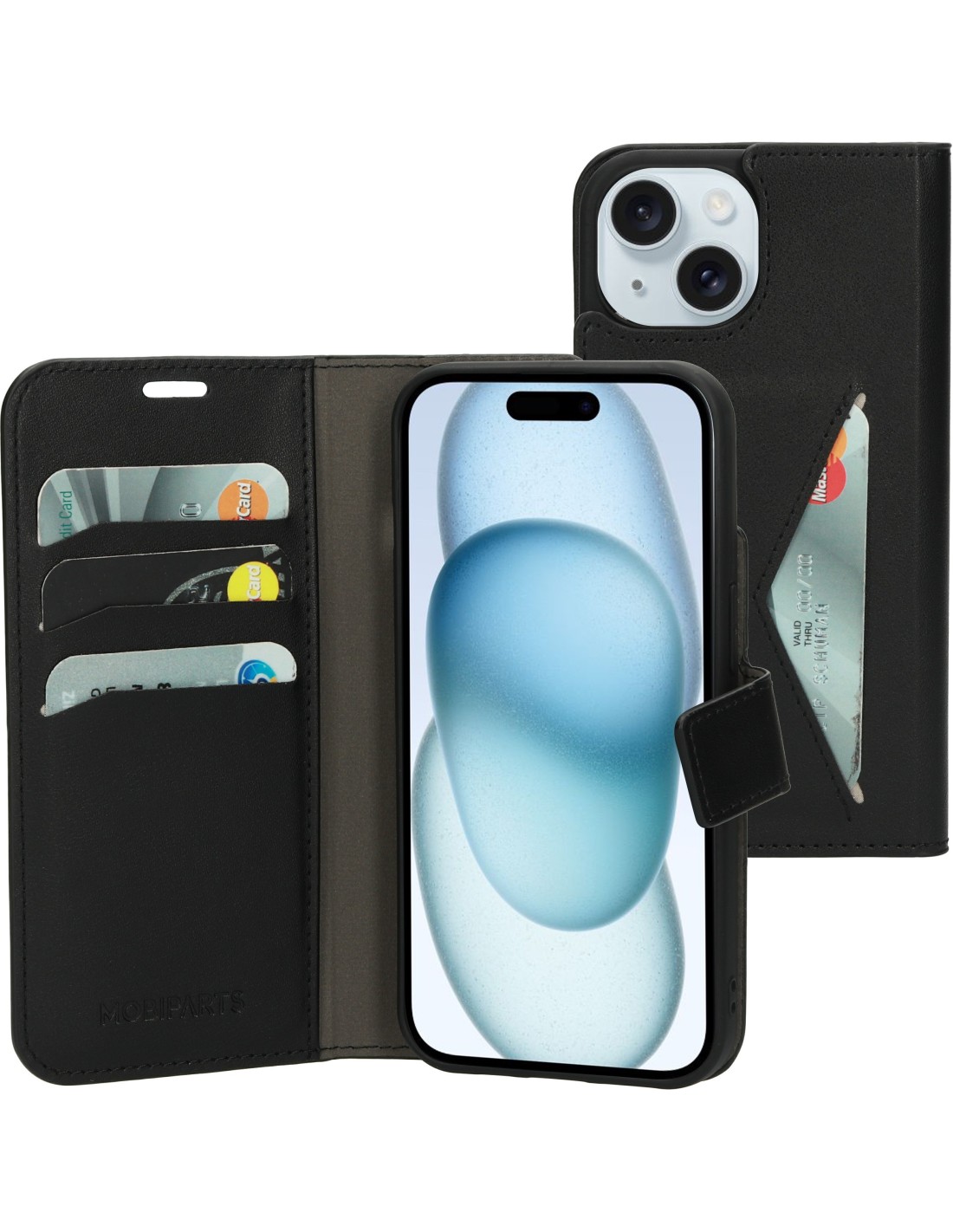 Mobiparts Classic Wallet Case Apple iPhone 15 14 Black Smartphone accessoires