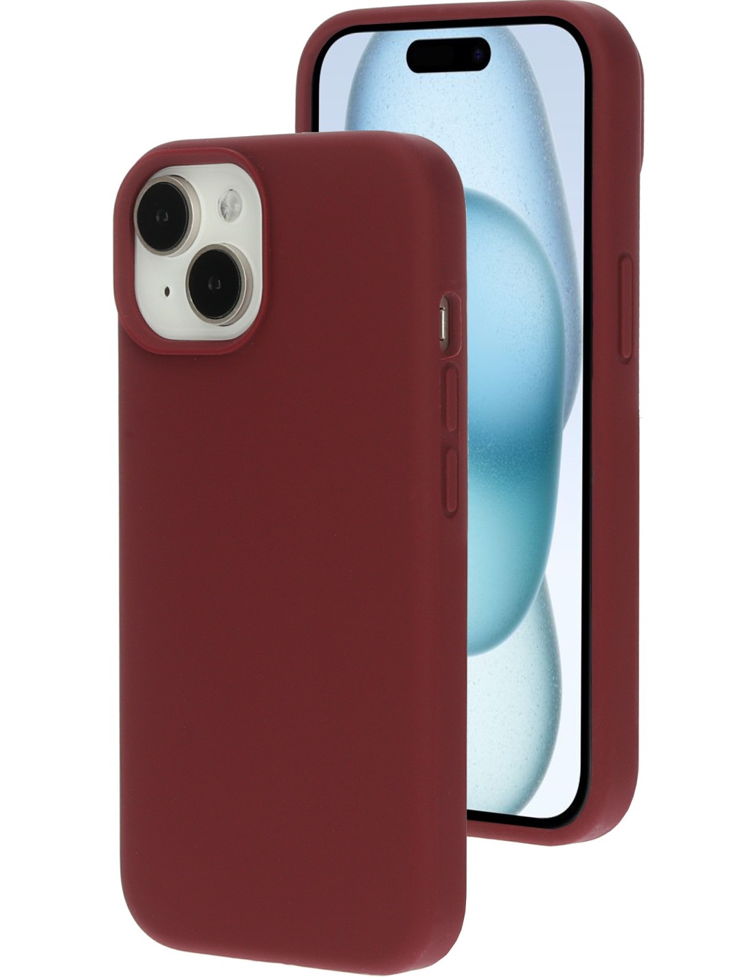 Mobiparts Silicone Cover Apple iPhone 15 Plum Red Smartphone accessoires