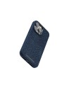 Zalm leder Magsafe Case iPhone 14 Pro Max, blauw