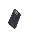 Zalm leder Magsafe Case iPhone 14 Pro Max, zwart