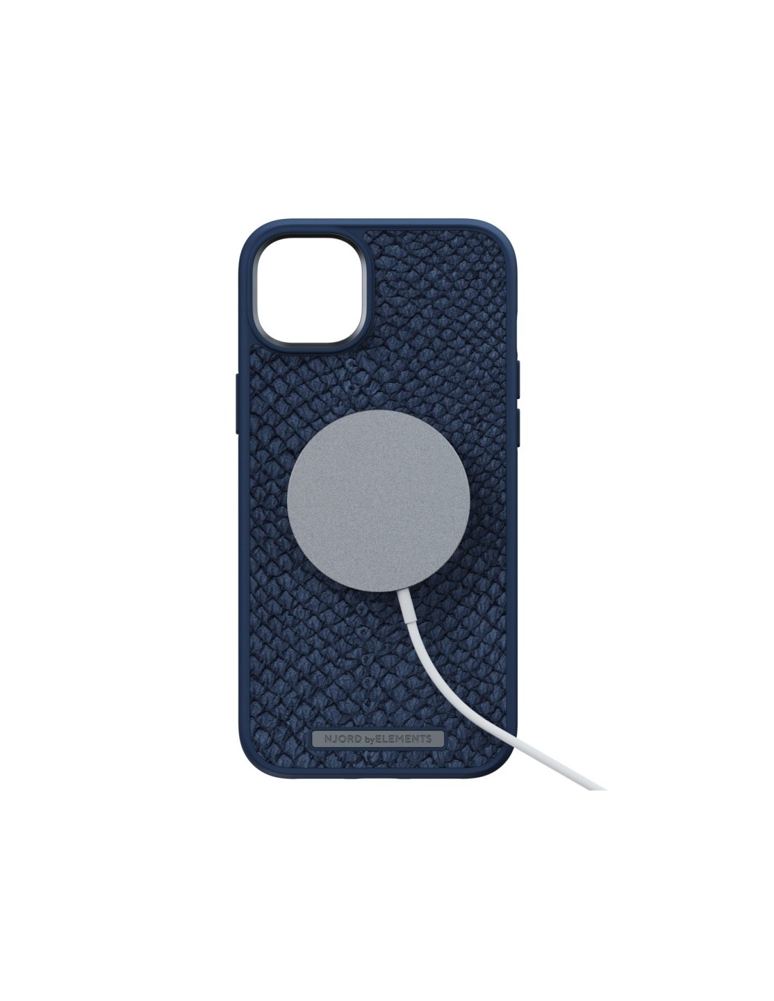 Zalm leder Magsafe Case iPhone 14 Plus, blauw