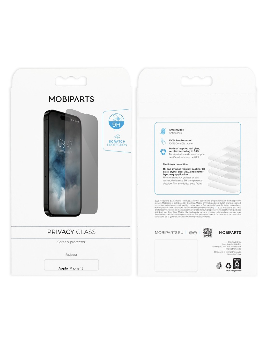 Mobiparts Recycled Tempered Glass Apple iPhone 15