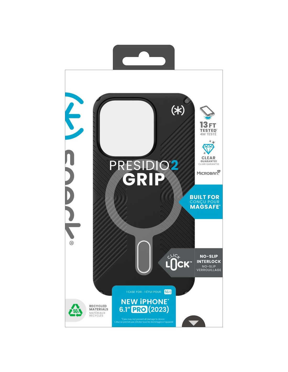 Speck Presidio2 Grip + ClickLock Apple iPhone 15 Pro Black -  with Microban