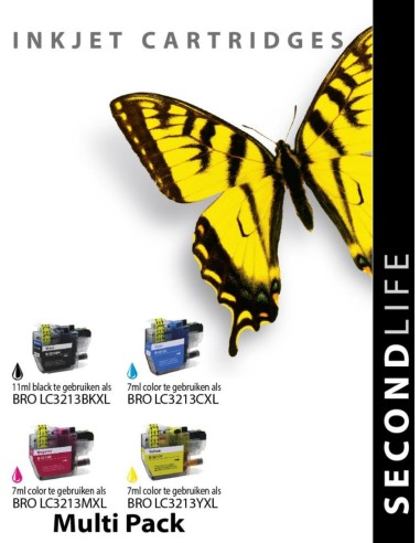 SecondLife - Multipack Brother LC 3211 / 3213 XL BK  C  M en Y