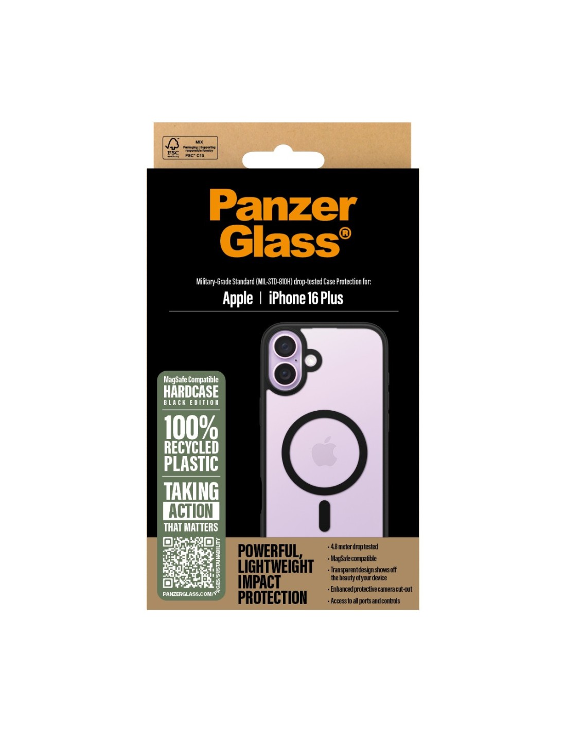 PanzerGlass Apple iPhone 16 Plus Black MagSafe HardCase Clear