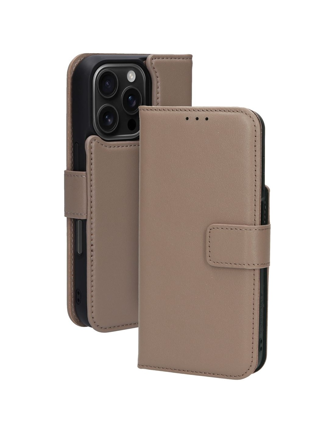 Mobiparts Leather 2 in 1 Wallet Case Apple iPhone 16 Pro Taupe