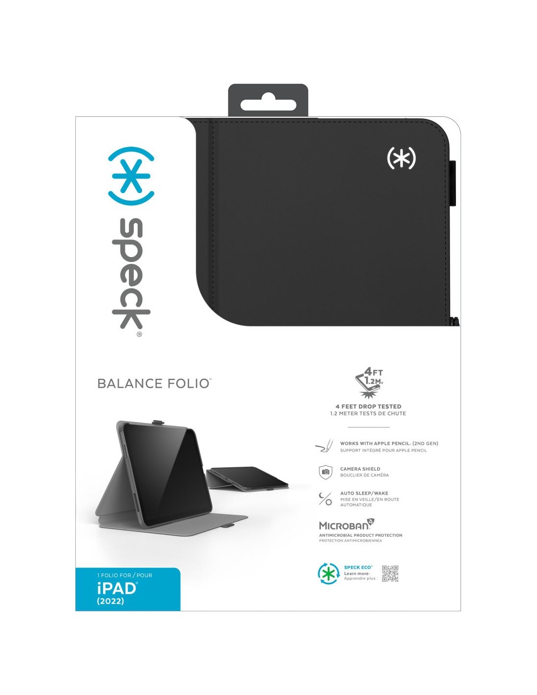 Speck Balance Folio Case Apple iPad 10.9 (2022)  Black - with Microban