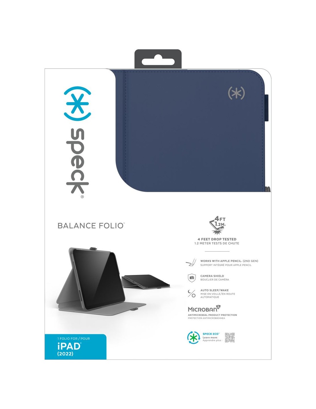 Speck Balance Folio Case Apple iPad 10.9 (2022)  Arcadia Navy - with Microban