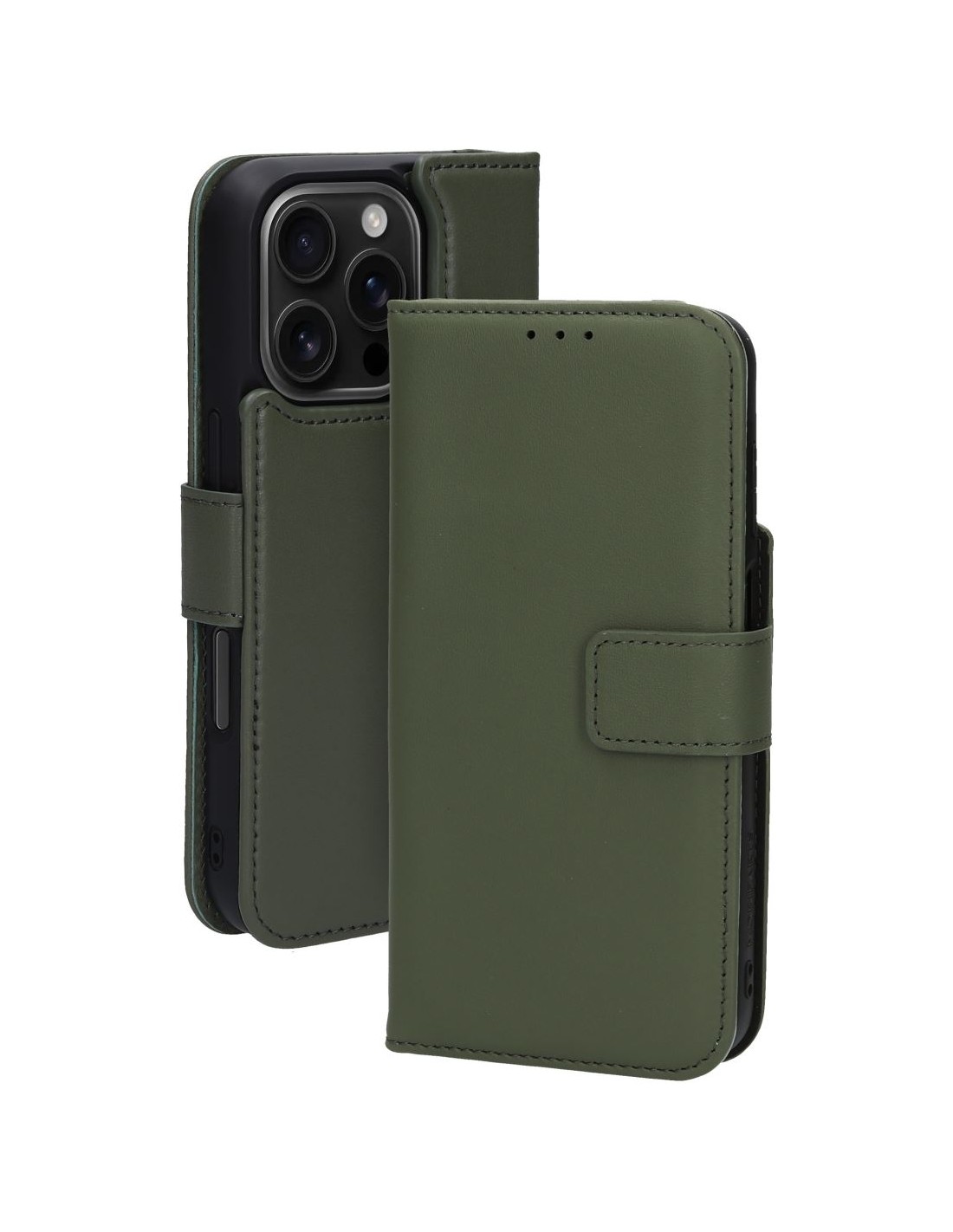 Mobiparts Leather 2 in 1 Wallet Case Apple iPhone 16 Pro Green